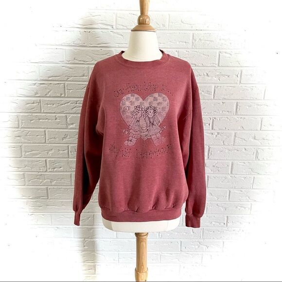 🚨4/$25VINTAGE Grandma Sweatshirt Valentines Our Friendship is Tied With Heartsr - Picture 1 of 5